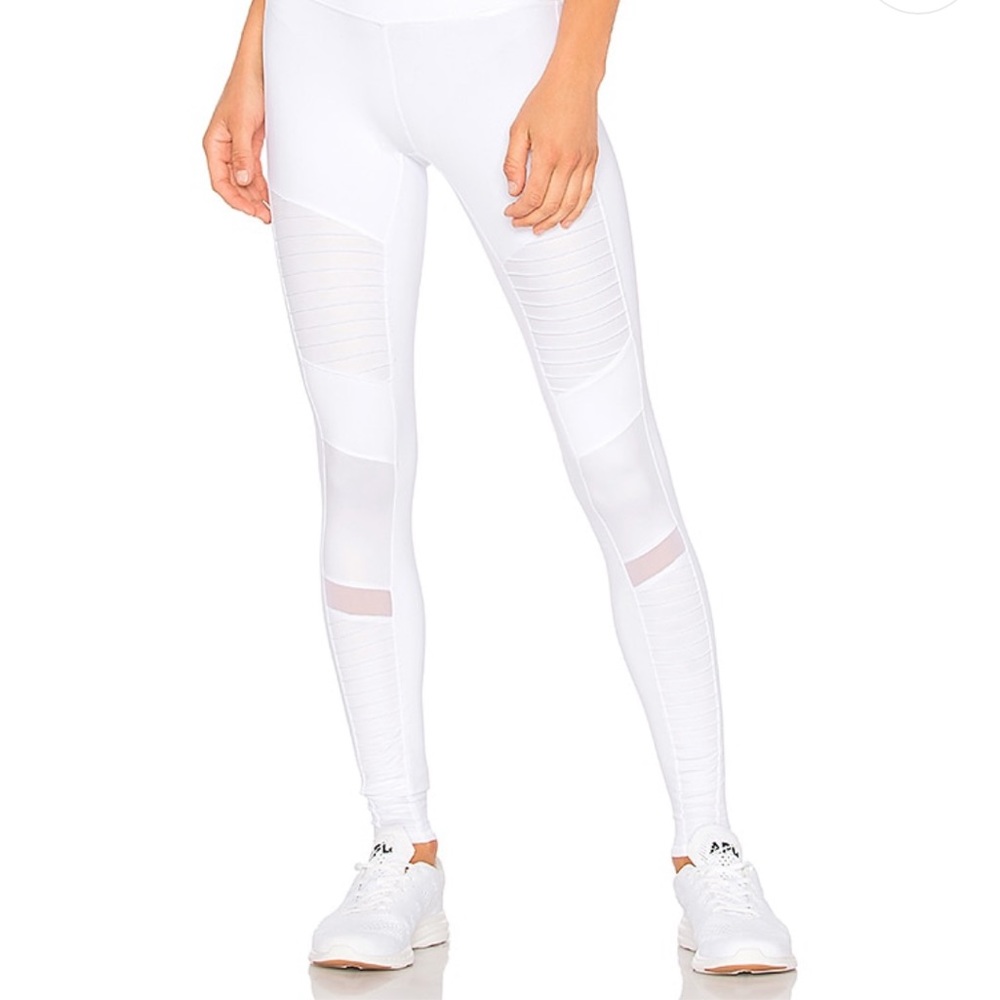 ALO White High Waisted Moto Leggings Size XS